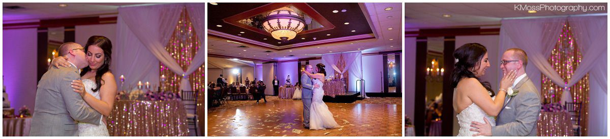 Bride and groom first dance with Purple Uplighting | K. Moss Photography
